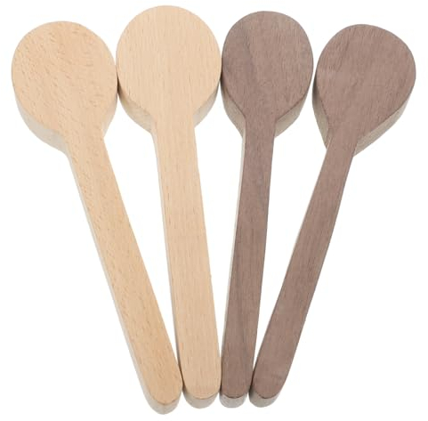 VILLCASE 4pcs Unfinished Wooden Spoon DIY Craft Carving Materials for Handmade Spoons Making from Natural