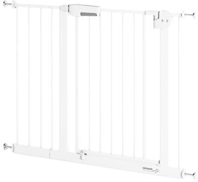 Sämann Türschutzgitter & Treppenschutzgitter zum Klemmen ohne Bohren - für Öffnungen von 75-145 cm - selbstschließendes Absperrgitter mit wahlweiser Verlängerung (95-105 cm mit Y-Spindel)