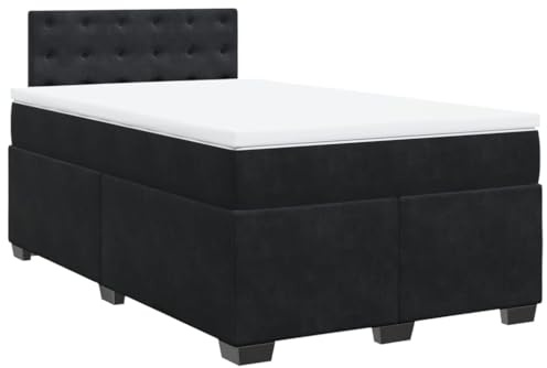 vidaXL Boxspringbett mit Matratze Schwarz 120x200 cm Samt