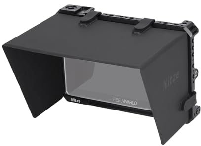 Nitze Jaula para Monitor Feelworld S7 con NATO Rail Incorporado, Cold Shoe y Parasol - JT-F06B