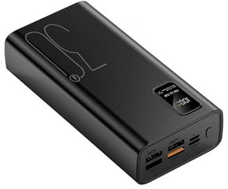 30000mAh Power Bank, QC3.0 22.5W & USB C PD20W Fast Charging Portable Charger, External Battery, LED Display, 5 Outputs 2 Inputs (QC & USB & Type C), Black