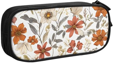ASPOIJHN Federmäppchen, Retro-Blume, großes Fassungsvermögen, doppellagig, Schreibwaren, Aufbewahrungstasche, tragbarer Stift-Organizer für Schule, Bürobedarf, Retro Blume, Einheitsgröße,