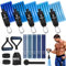 Resistance Bands Set,5 Fitnessbänder,Widerstandsband mit Griff Knöchelriemen Tragtasche, 5 Latex-Fitnessbänder für Krafttraining Physiotherap