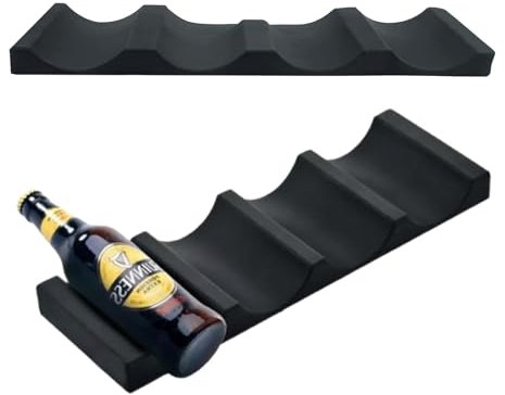 Wine Rack silicone, Refrigerator Bottle Rack, 2 Piece Foldable Silicone Bottle Holders, Non Slip Beer Holder, for Wine Bottles and Cans, Refrigerator Organizer, Aid Fridge Storage Organiser (Black)