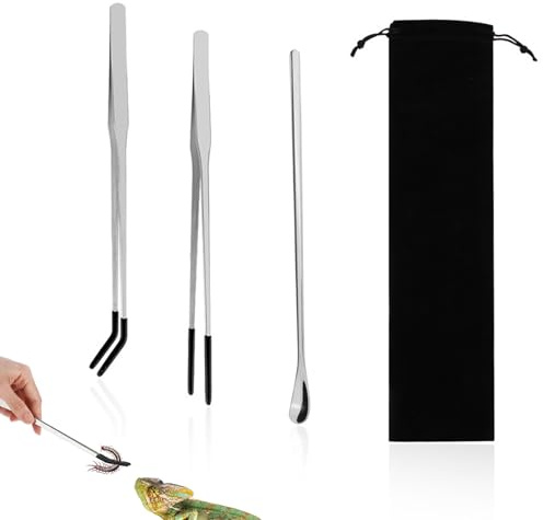 RFYTDCF 3 Teiliges Set Aquarium Pinzette Lang, 27 cm Edelstahl Lange Pinzette und 22,5 cm Lange Löffel Gerade Und Gebogen Futterwerkzeug mit Gummispitze Aquascaping Set für Füttern und Reinigen