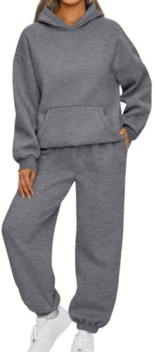 Damen Trainingsanzug Set Jogger Sweatshirts 2-Teilige Trainingsanzug Sets Streetwear Weich Bekleidungsset Zweiteiler Damen Sportanzug Sportkleidung Frauen Set (3-Dark Gray,XL)