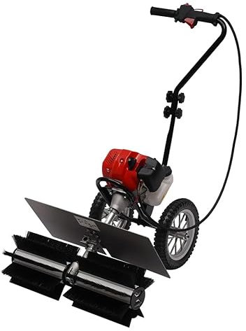 Benzinbetriebene Kehrmaschine, 2-Takt-Benzinkehrmaschine, 43 CC, 1,7 PS, benzinbetriebene Hofkehrmaschine, schwarz + rot, handbetriebene Benzinkehrmaschine für Schnee, Auffahrt, Rasen, Straße, Bauer