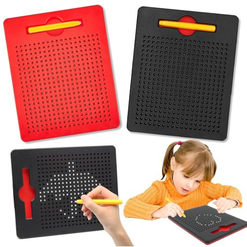2 Stück Magnetische Zeichenbretter für Kinder - Magnetische Zaubertafeln mit Stiften und Kugeln - Ideales Lern- und Spaßspielzeug ab 3 Jahren zum Zeichnen, Malen und Schreiben