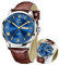 Taxau Watches Business Freizeit Herren Uhren Temperament Herren Armbanduhr Römische Ziffern Herrenuhr Männer Uhr Mit Datums- Und Tagesanzeige Mens Watches Braunes Armband Blaues Zifferblatt