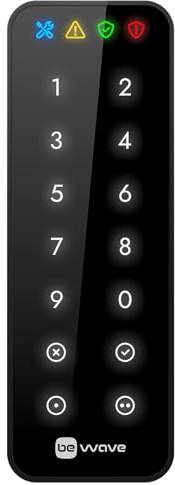 Satel BE Wave Smart Keypad AKP-200-B Funk BE Wave System Tastatur mit Touch-Tasten, Funkreichweite bis zu 1100 m