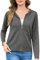 Aottori Strickjacke Damen Kurz Cardigan mit Kapuze Reißverschluss Langarm Kapuzenpullover Herbst Winter Jacke Elegant Casual Strickcardigan Pullover Outerwear Strickmantel Grau L