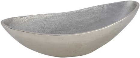 ReWu Schale Dekoschale Länglich Oval Silberfarben Tablett Schmucktablett Schlüsselschale Aufbewahrung Dekoration Wohndekoration Tischdekoration Obstschale 34 x 11 x 11 cm