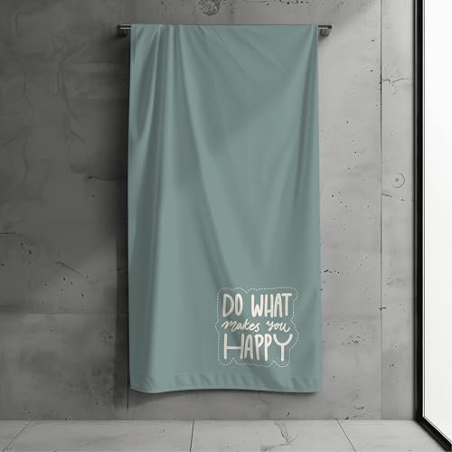 MTOnlinehandel Strandtuch XXL 100x200 cm – Weiches & Saugfähiges Badetuch Happy Salbei grün – Baumwolle & Mikrofaser Mix – Schnelltrocknend – Perfekt für Wellness, Strand, Geschenkidee