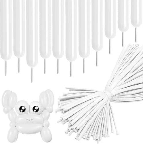 Modellierballons 100 Stück Weiß Lange Latex Ballon Tiere Luftballons 260Q Latex Lange Luftballons für Geburtstags Weihnachtsfeier Hochzeit Party Dekoration (Weiß)