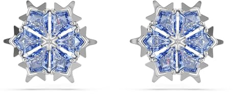 Swarovski Orecchini a lobo Magic, Fiocco Di Neve, Blu, Placcato rodio