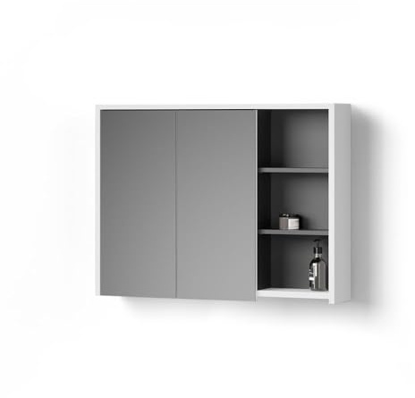 Livinity Armoire de Toilette Vomano, Blanc/Anthracite, 100x75cm