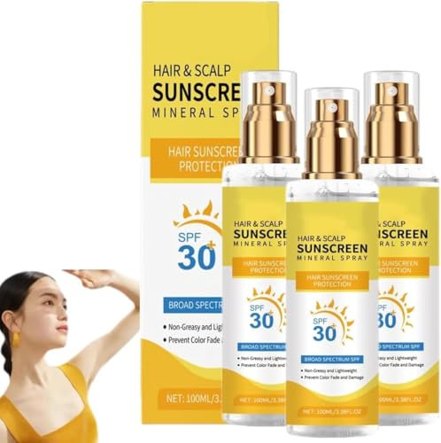 Spray solaire cheveux et cuir chevelu, Spray protecteur cheveux et cuir chevelu, Protection UV, Crème solaire légère et hydratante, Pour la randonnée et la plage