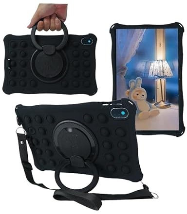 MQVQAUBST Étui for Tablette Huawei Honor Pad 8 12 Pouces HEY-W09 2022, Coque en Silicone Souple avec poignée rotative(Black)