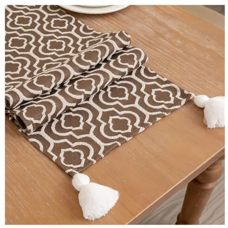 Chemin de table, drapeau de table à thé, style marocain, meuble TV, décoration de Noël, longue armoire à chaussures, drapeau, drapeau, queue de lit, écharpe (5,33 x 90 cm)