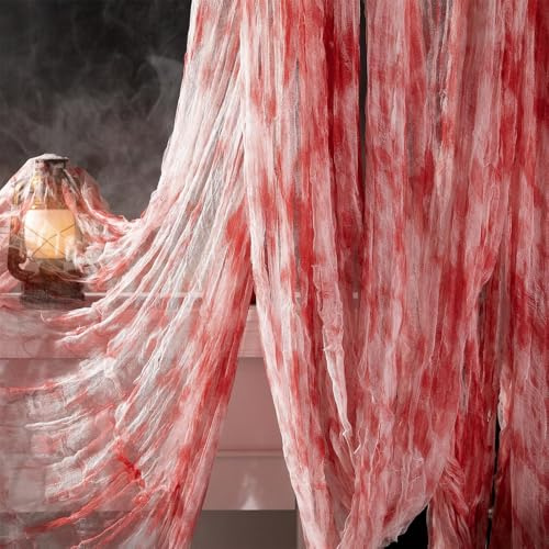 Halloween Deko,600 X 120 Cm Gruselige Blutige Tuch Dekoration Für Halloween Party Deko Innen,Gruseliges Tuch Sorgt Für Mystische Stimmung,Party Dekoration,Innen,Außen,Türen, Hallen,Veranden,Fenster