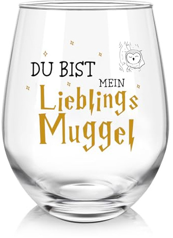 PureHaus Lustige Geschenk, Du bist mein Lieblings Muggel Weinglas, Geburtstag Weihnachten Geschenk für Frauen Männer, 17oz
