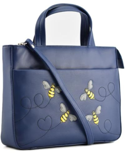 Mala Leather Suri Bee Multi-Way Grab Bag – Genuine Leather Handbag with Detachable Crossbody Strap, 2 Exterior Zip Pockets, Organiser Interior & Dust Bag – 30 x 20 x 6 cm