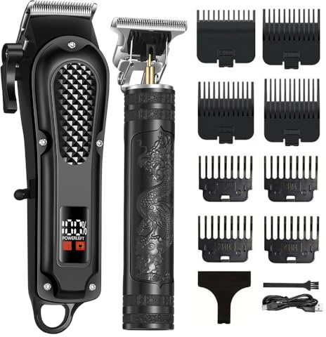 OIYO Cordless Hair Clippers for Men, Self Haircut Kit for Men Electric Clippers and Trimmers, Grooming Rechargeable Beard Trimmer with Adjustable Blade & LCD Display, Hair Cutting Tools for Home use