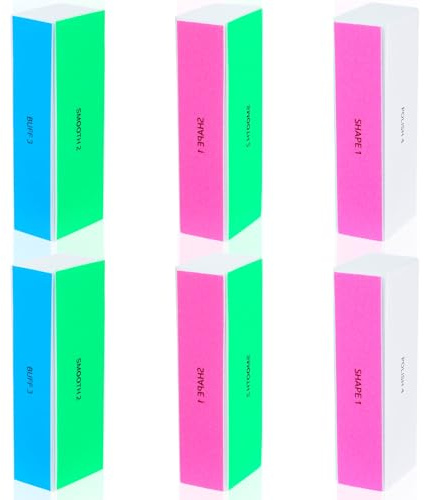 DOPENSPI 4-Way Nail Buffer Block (6 Pcs), Nail Files Buffers Square Sponge Nails Buffer Block Grit Polishing Blocks Nails Shine Buffers for Smoothing Home Salon Use