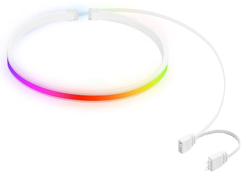 ELFJMZP Adressierbarer RGB-LED-Streifen, 50 cm, 5 V, 3-polig, weiße Silikon-Lichtleiste mit 10 cm Verlängerung, Synchronisation mit dem Motherboard, selbstklebend, für PC-Gehäuse