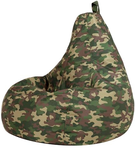 Icon Dalton Camouflage Pouf Gaming, Pouf Poire avec Remplissage, Fauteuil Enfant, Chaise Chambre, Meubles Chambre, Jardin, Exterieur, Fauteuil Exterieur, Vert