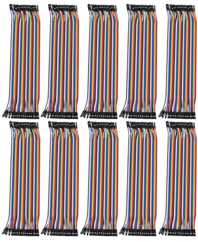 Toddmomy 10pcs 40-pin Female to Female Breadboard Jumper Wires 20cm Multicolored Ribbon Cable Set for Electronic Projects and DIY Circuit Connections