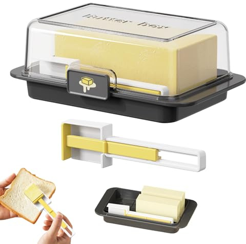 Airtight Butter Dish with Lid, Butter Keeper, Butters Divider Box with Spreader, Butters Container for Countertop, Easy Scoop Unbreakable Cheese Keeper, ButterHolder Tray Storage for Kitchen