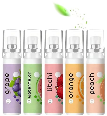 5 Pcs Mundspray Mit Fruchtgeschmack Gegen Mundgeruch Spray Mundspray Mit Geschmack Mund Spray Frisch Atem Erfrischt Den Atem,Bekämpft Mundgeruch,Sanft Reizt Nicht,Praktisch Für Unterwegs(22 Ml)