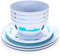 Camco Teal Life is Better at The Campsite 12 Piece Dishware Set-Blue Retro Trailer and Logo Design, Includes Plates and Bowls, Perfect for RVing and Camping, Melamine (53296)