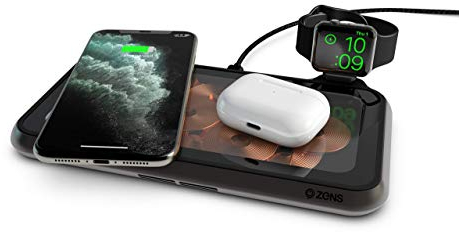 ZENS Liberty 16 coil Dual Wireless Charging Pad with glass surface - 2x15W output - Supports Apple and Samsung Fast Charge - Works with all phones with wireless charging
