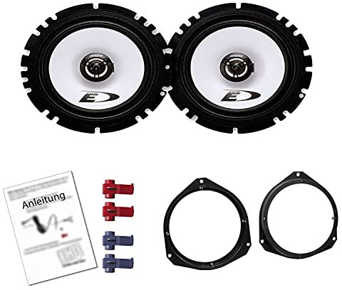 Alpine SXE 1725S Lautsprecher mit Einbauset passend für FIAT 500 (312) ab 2007 Türen vorne 440 W 165mm 2 Wege Koax