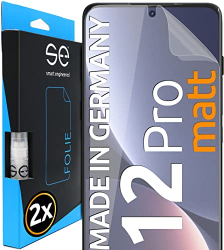 2x se® 3D SCHUTZFOLIE Entspiegelt für Xiaomi 12 Pro,Anti-Staub, 100% Fingerabdruck & FaceID kompatibel, einfache blasenfreie Installation, Ultra-Klar, Stoß-Kratzfest, aus Deutschland