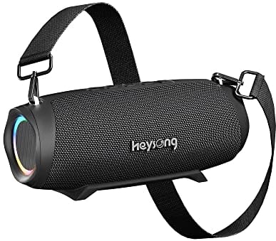 HEYSONG Bluetooth Speaker, Portable Outdoor IP67 Waterproof Wireless Speaker with Shoulder Strap, 50W Loud Rich Bass Sound, Mixed Color Lights, 20H Playtime, Powerbank Speaker for Party, Trip, Camping
