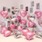 20 Pezzi Palloncini Cuore Palloncini a Forma di Cuore Rosa Argento ad Elio o Aria per Decorazione Romantica San Valentino Anniversario Matrimonio e Fidanzamento, 46CM