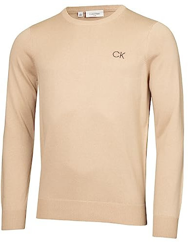 Calvin Klein Mens Round Neck Golf Sweater - Latte - L