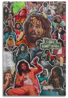 xze J Cole Rapper Poster Zimmer Dekorative Leinwand Poster Ästhetischer Posterdruck Wandkunst Dekor Poster 30 x 45 cm Unrahmen