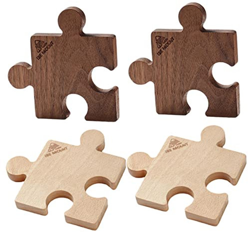 PRETYZOOM Lot De 4 Puzzles en Bois pour Boissons Esthétiques Isolation Thermique Matériau Sûr Facile À Nettoyer