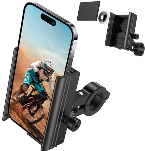 Idoove Airtag-Halterung für Fahrrad-Handyhalterung, Fahrrad-Telefonhalterung, kompatibel mit Airtags, Diebstahlschutz, Air-Tag, GPS-Tracker, Motorrad-Lenker, Handy-Klemme, Scooter-Telefonclip
