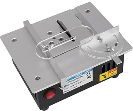 Mini sega circolare da tavolo con 4 lame, 5000 giri/min, alimentatore di rete a 7 velocità, precisione regolabile Table Saw, 96 W, sega circolare portatile (nero)