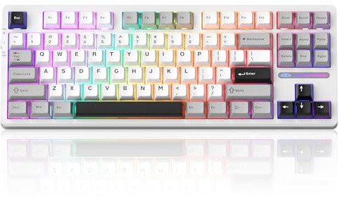 MageGee LIGHT87 Wireless Creamy Keyboard, Gasket Structure Hot Swappable Mechanical Keyboards, 2.4G/USB-C/BT5.0 RGB Backlit Gaming Keyboard for Win/Mac/PC, 8000mAh Battery, PBT Keycaps, Grey