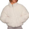 Fleecejacke Damen Ohne Kapuze Tailliert, Kurzjacke Mit Reißverschluss Stehkragen Plüschjacke Einfarbig Collegejacke Teenager Mädchen Übergangsjacke Oversized Cargidan Streetwear