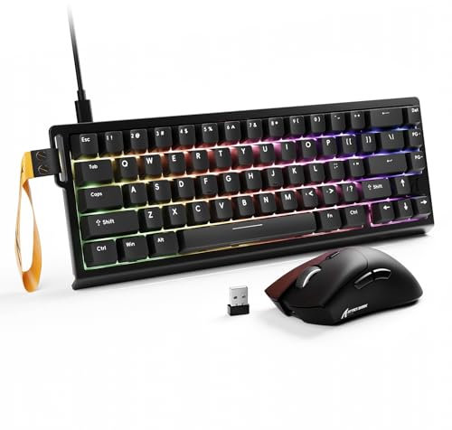 ATTACK SHARK X68 HE & R1 Set Tastiera e Mouse da Gaming, Tastiera RGB Cablata QWERTY 8000Hz Rapid Trigger, RT 0,01mm, Snap Tap, Mouse Wireless SUPERLIGHT 59g, 18000DPI, BT/2.4G/Cablato, Nero