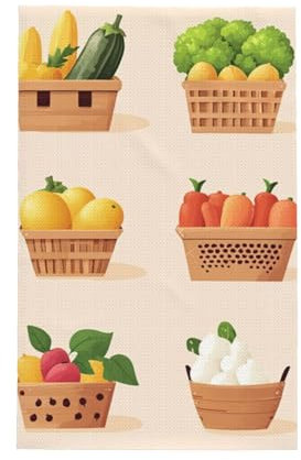 Vegetable Storage Basket Waffle Weave Dish Cloth For Cleaning & Drying,Super Absorbent Kitchen Towels 26x16inch