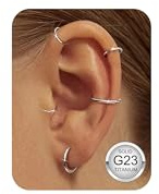 YADOCA 5 Stück G23 Titan Nasenpiercing Ring Helix Piercing Hypoallergen 20G/18G/16G Nasenringe Conch Septum Tragus Ohr Piercings für Damen Herren 6-10mm