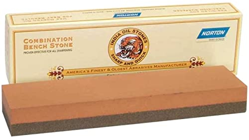 Norton Knife Sharpener Combination Grit Oil Stone - Sharpening Stone with Fine/Coarse Combination Red/Black